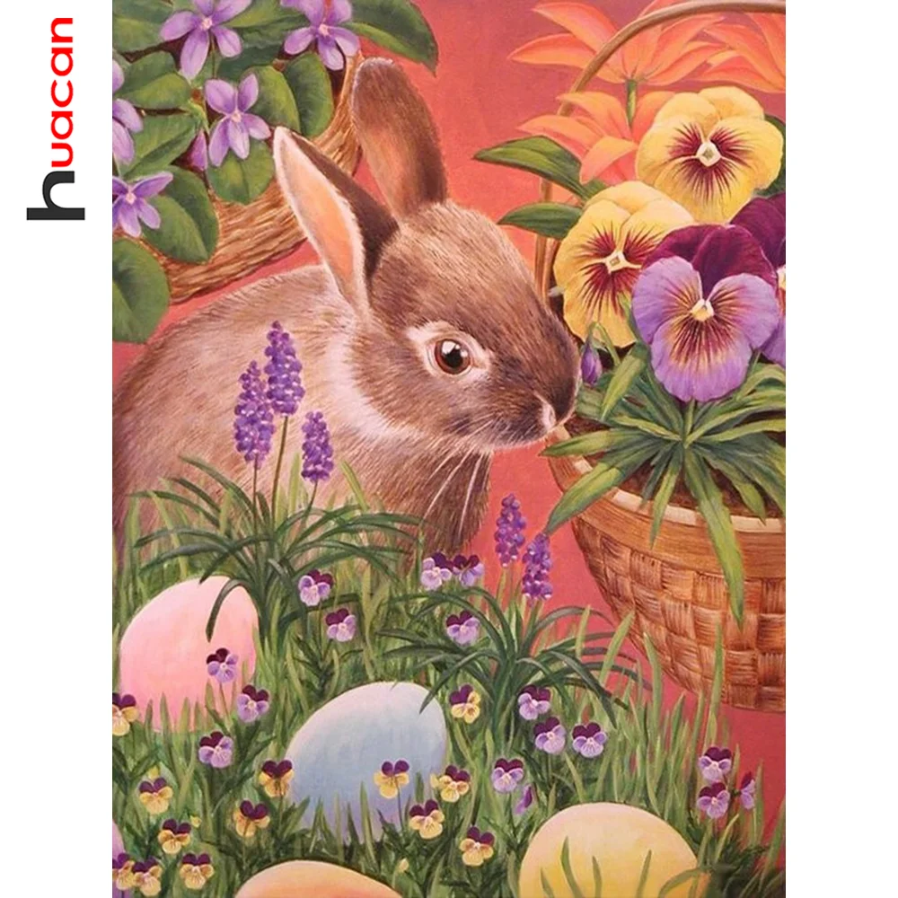 

Алмазная живопись Huacan с пасхальными яйцами, домашний декор, квадратная/круглая вышивка с изображением животных, цветов, 5d «сделай сам», дома...