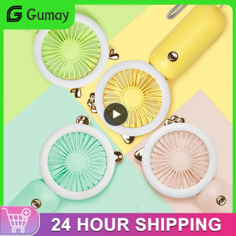 

With Night Light Handheld Fan Mini Desktop Fan Usb Charge Lazy Fan 2-speed Adjustment Electric Fan Portable Refrigerator
