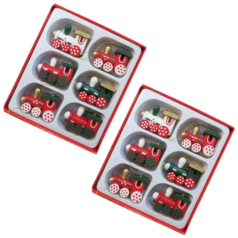 

Christmas Train Wooden Tree Ornaments Hanging Decorations Pendant Locomotive Model Woodtoys Ornament Set Crafts Decor Mini Gifts