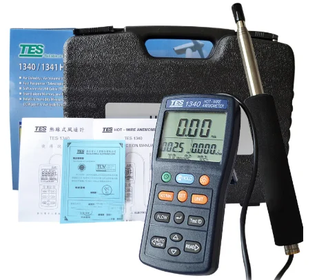 

Factory Price TES-1340 Hot Wire Thermo Anemometer TES1340 HVAC Air Flow Velocity Tester Air Wind Flow Meter