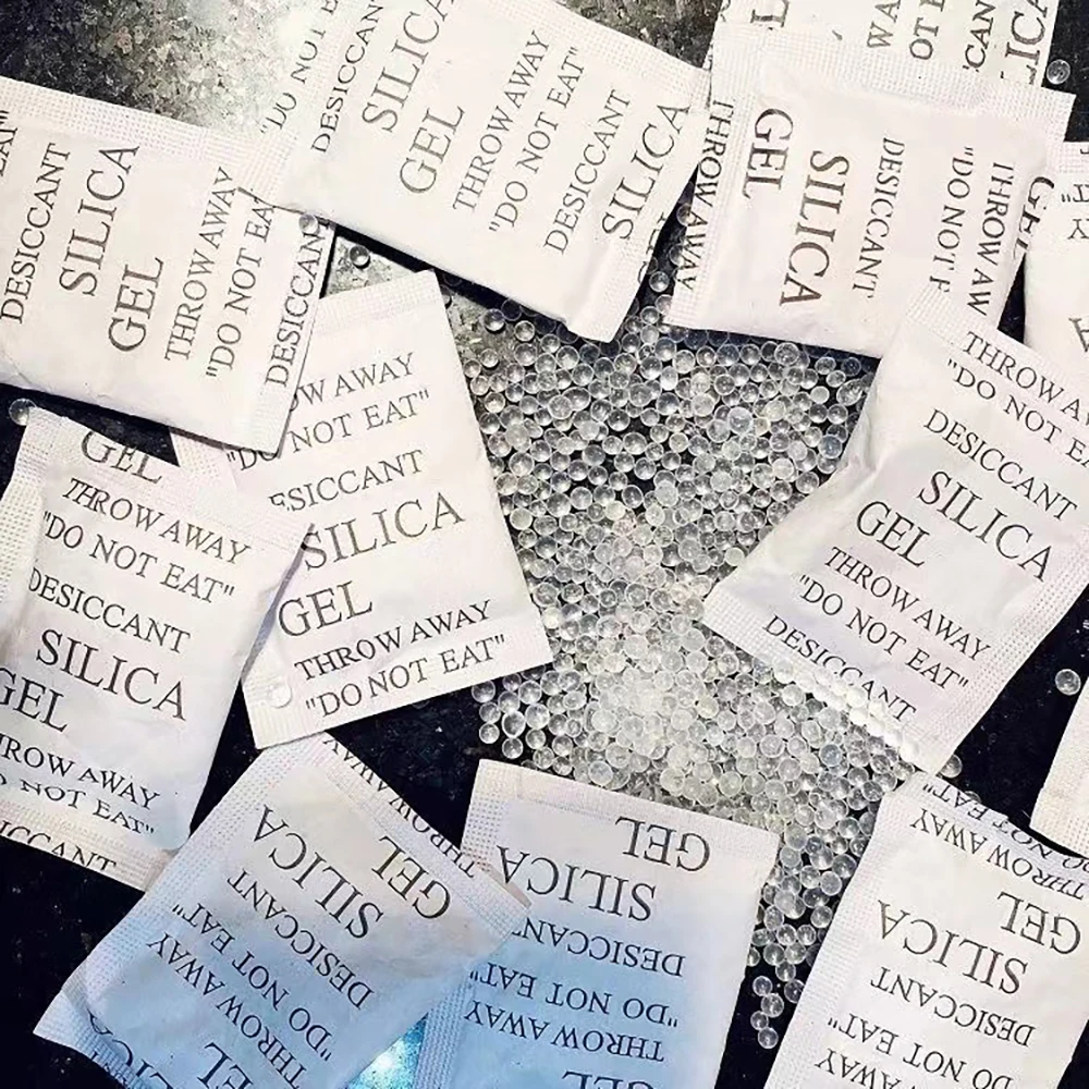 

100Packs Lot Non-Toxic Silica Gel Desiccant Damp Moisture Dehumidifier For Kitchen Room Living Absorber Bag Clothes Food Storage