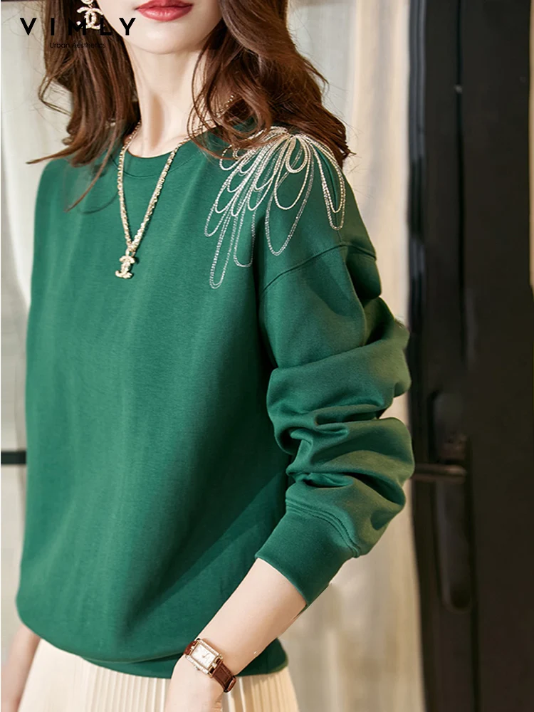 Свитшот Vimly для женщин осень 2022 Повседневная Свободная Толстовка с круглым