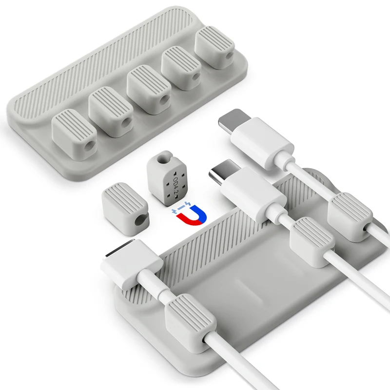 

Настольный магнитный органайзер для кабеля, силиконовый гибкий магнитный зажим для кабеля, простое управление рабочим столом для проводов ...