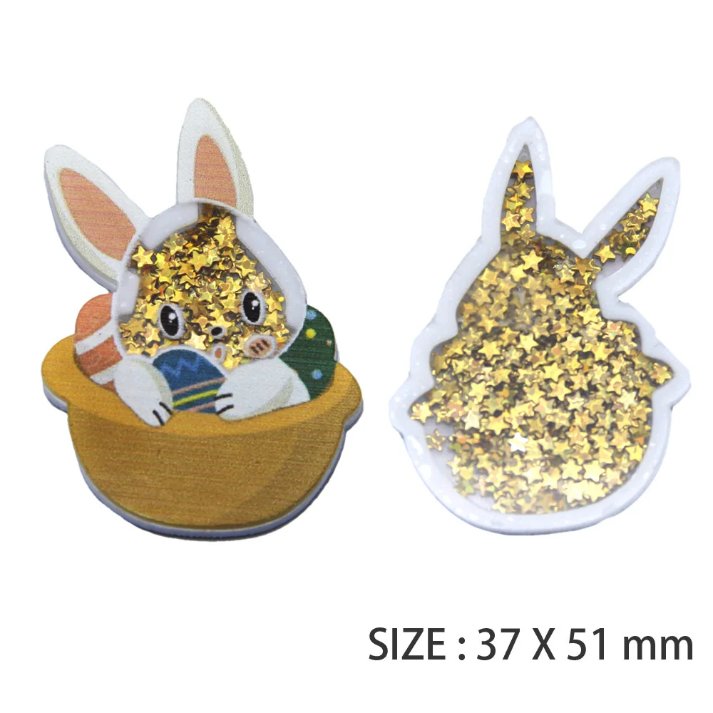 Акриловая фотоаппликация в виде зайчика с блестками 1Yc23894