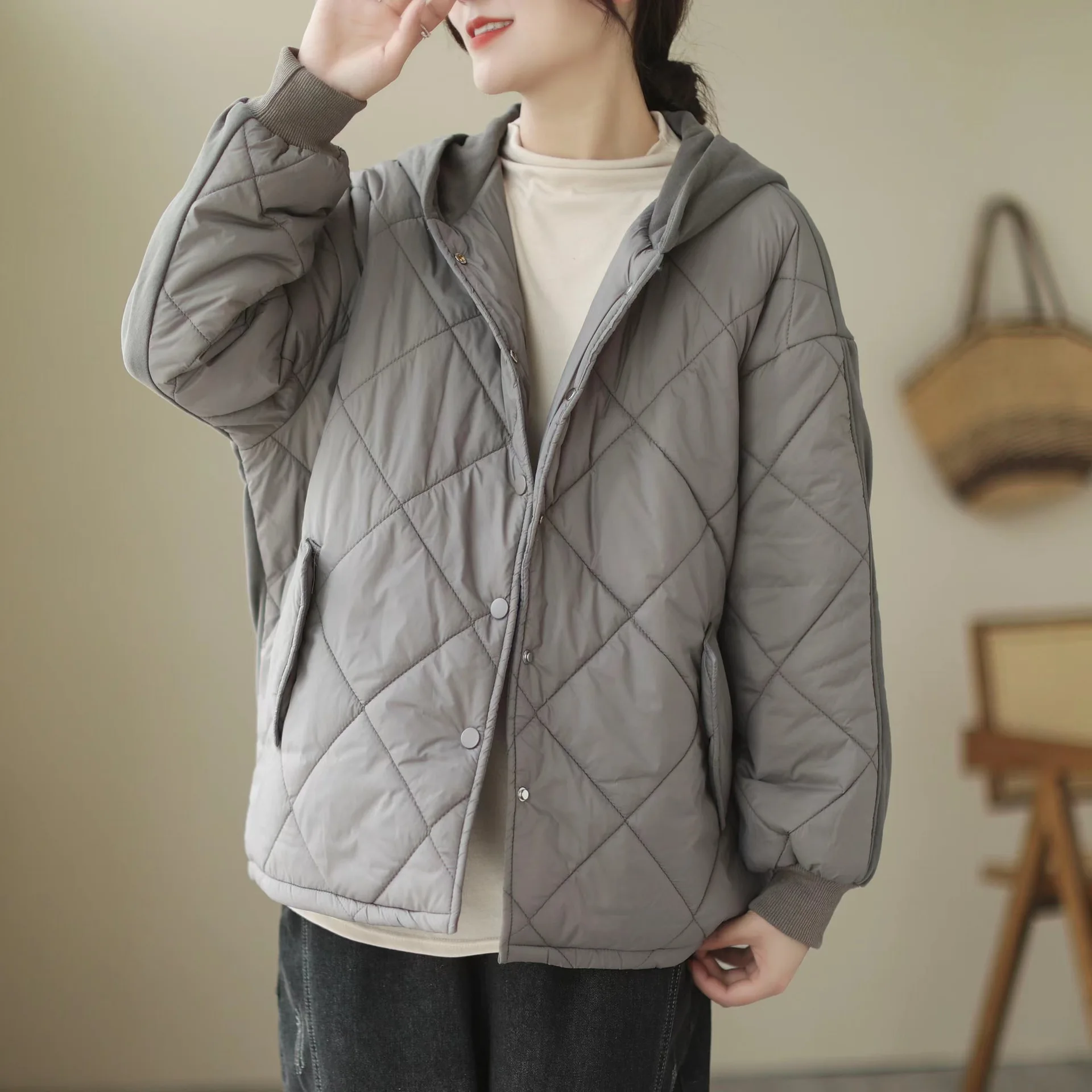 Winter Clothes Women Cotton Hooded Jacket Parkas Warmth Coats Harajuku Korean Fashion Loose Tops Cheap Wholesale New