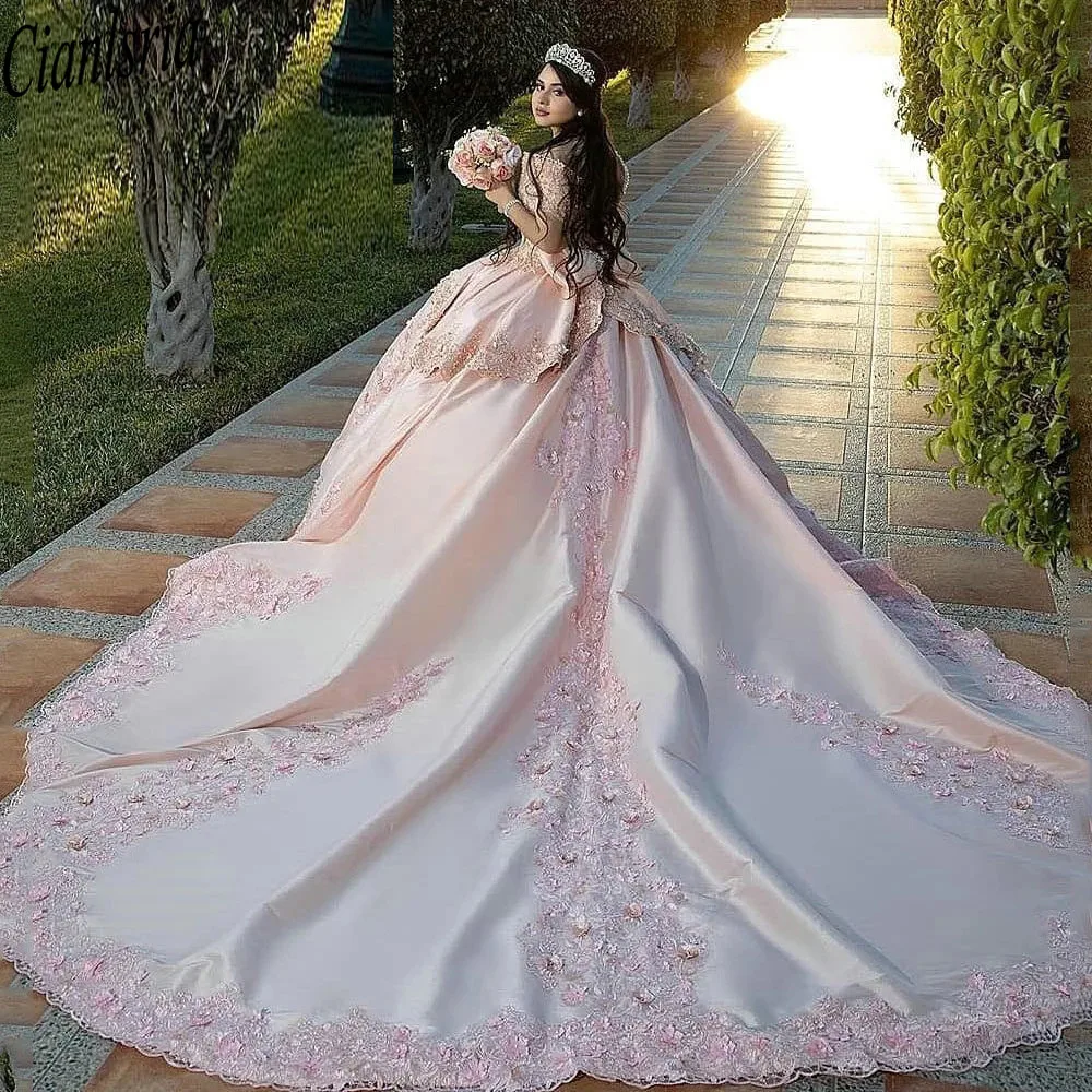 

Роскошные платья Quinceanera с V-образным вырезом и открытыми плечами, сексуальное женское платье с бусинами и жемчужинами, Кружевная аппликация,...