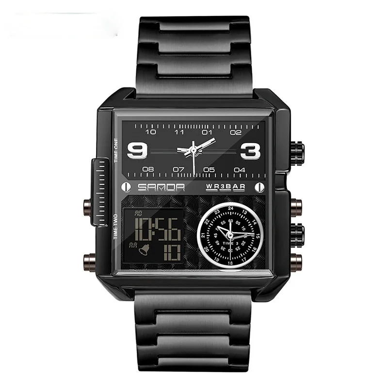 

Han edition fashion steel strip men watch waterproof leisure male touch-tone luminous digital LED digital watch male