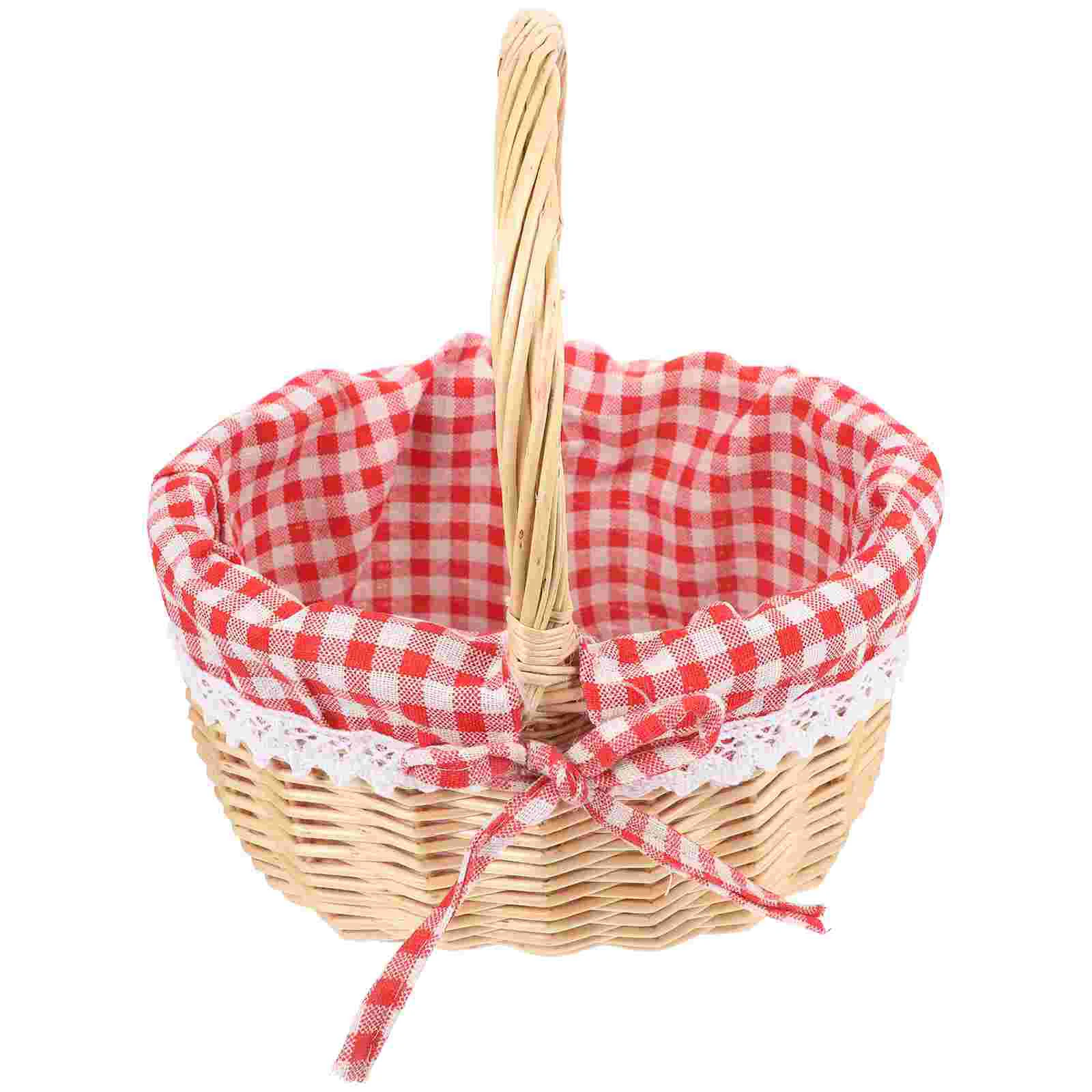 

Basket Storage Woven Picnic Rattan Wicker Bread Fruit Baskets Willow Bin Organizer Flower Hamper Box Candy Handle Container