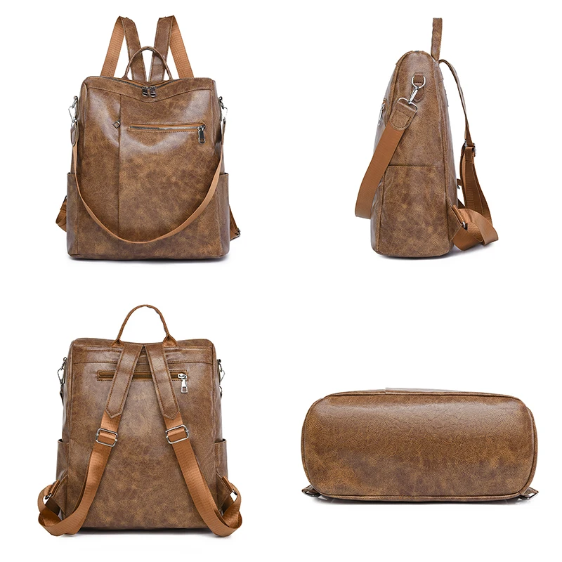 Винтажные женские дорожные ранцы из искусственной кожи вместительные школьные