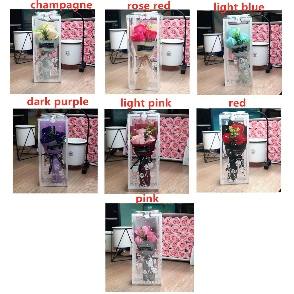 Искусственные розы букет из 3 цветов для рук мыло подарок на день Святого