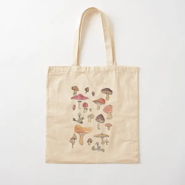 

Little Mushrooms Cotton Canvas Bag Grocery Unisex Fabric Designer Handbag Reusable Printed Casual Shopper Ladies Travel Tote