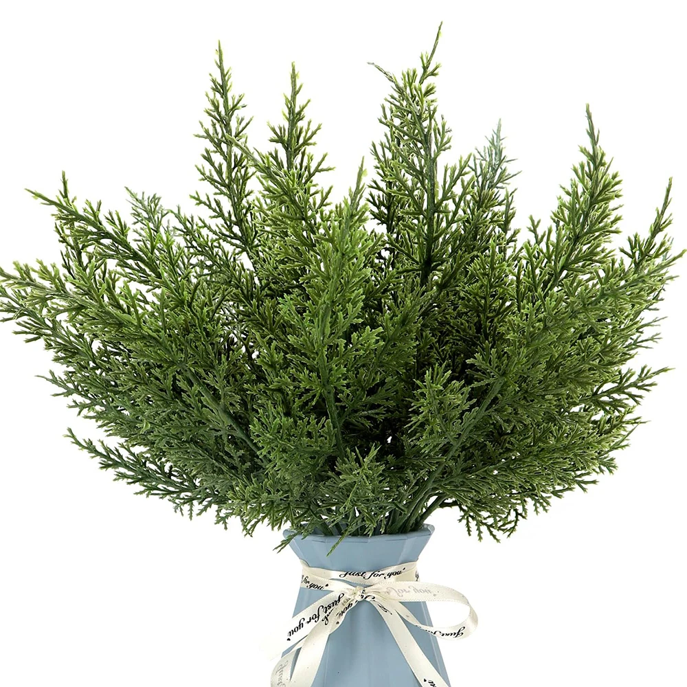 Зеленые сосновые рождественские листья украшения для дома пластиковые вазы