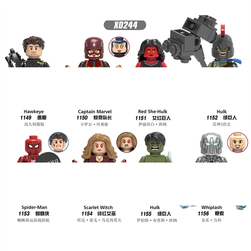 

X0244 Marvel Superhero Series Building Blocks Bricks Captain Marvel Hulk Spiderman Minifigures Action Figures Kids Toy Gifts