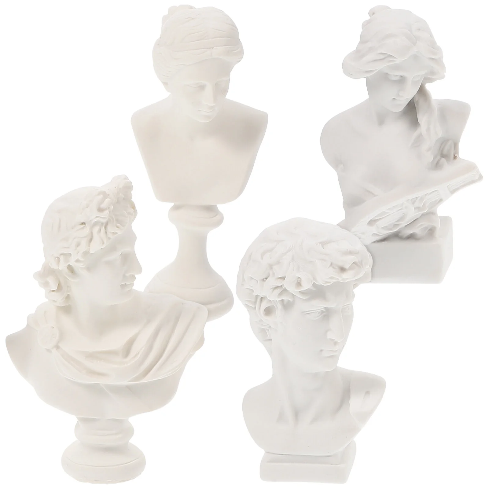 

4 Pcs Miniature Greek Sculptures Norse Decor Tiny Bust Statues Goddess Small Resin Decorative Figurines Desktop