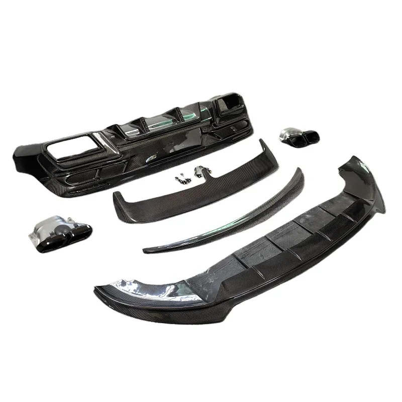 Настоящее углеродное волокно передняя губа задний диффузор спойлер на крышу