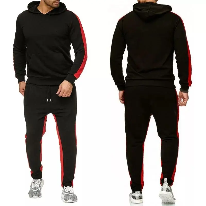 Autumn and winter men's hoodie brushed casual pullover+jogging pants men's sports suit