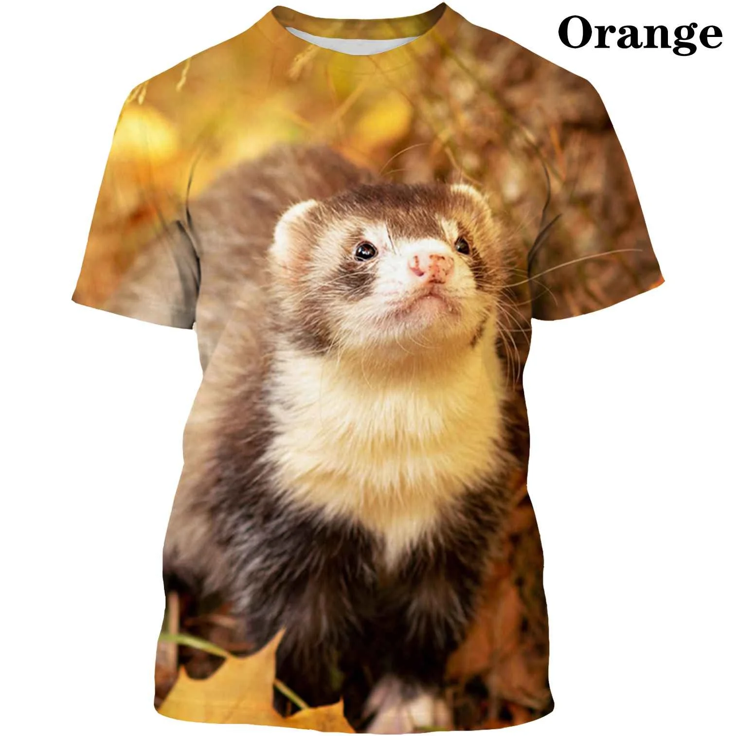 

Summer New 3D Printing T-shirt Animal Lovely Ferret Mens and Womens T-shirt Printing Casual T-shirt O-neck Short Sleeve Top