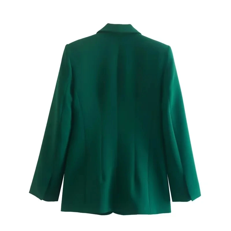 Maxdutti Fashion Casual Blazers Women England Style Office Lady Vintage Blackish Green Jacket