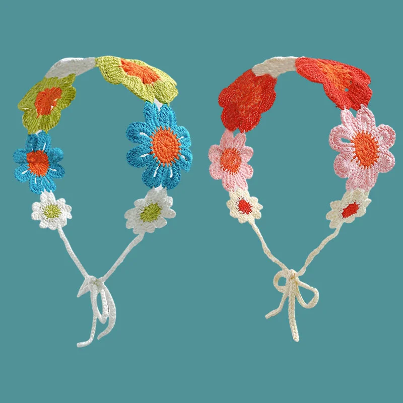Цветочная повязка для волос милая темпераментная завязка Милая женская вязаная