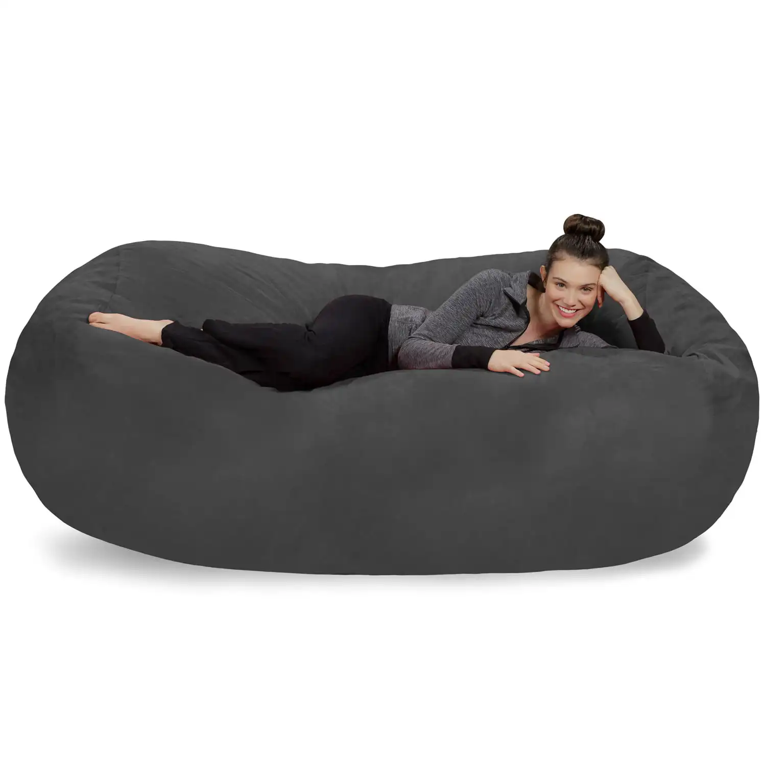 

Bean Bag Chair, Memory Foam Lounger with Microsuede Cover, Kids, Adults, 7.5 ft, Charcoal