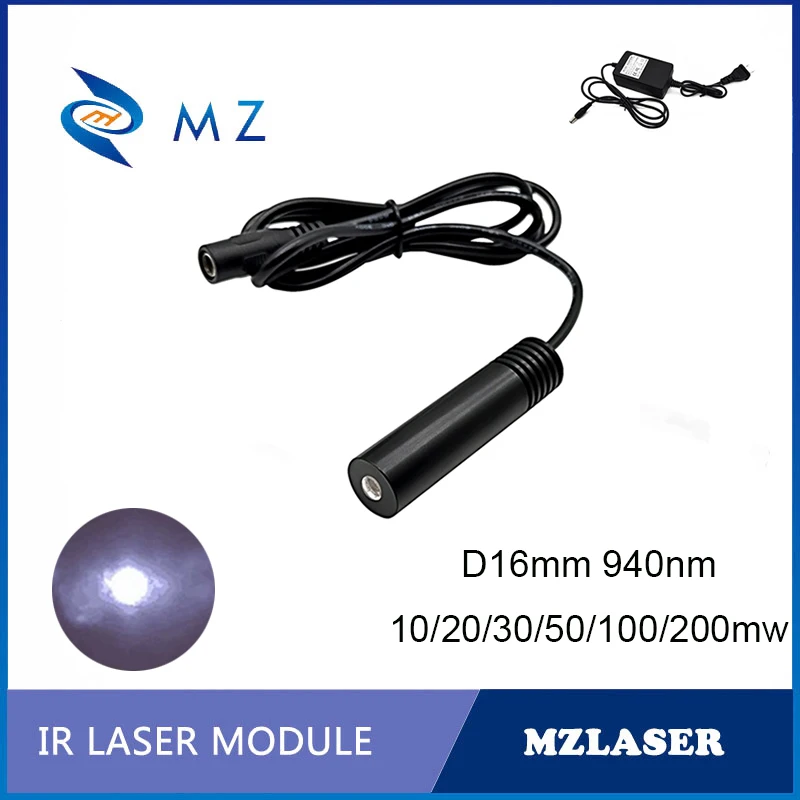 

Инфракрасный точечный лазерный модуль D16x63mm 940nm 10/20/30/50/100/200 МВт с одним режимом и адаптером Поставки Промышленного Класса