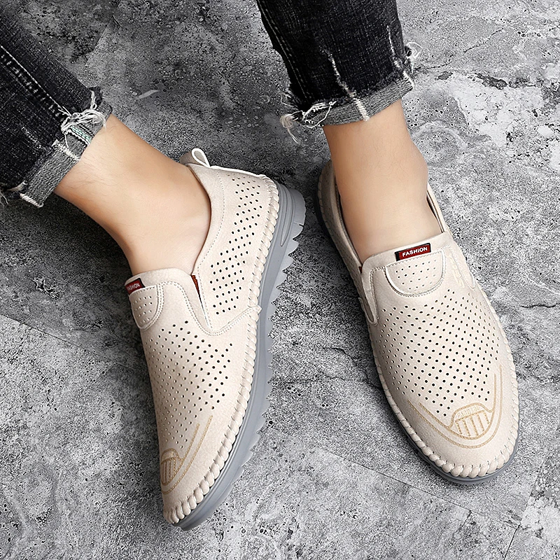 Summer Hollow Men's Breathable Golf Shoes Soft and Comfortable Golf Sneakers Outdoor Fashion Anti-Slip White Black Sneakers