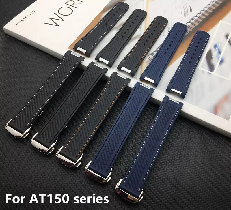 

New 20mm Watchband Curved End Silicone Rubber Watch band with Metal for Omega strap Seamaster 300 AQUA TERRA AT150 8900 Tools