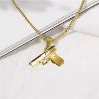 new minimalist gun pendant necklace kpop gold color chain hip hop gun necklaces choker party gift high quality