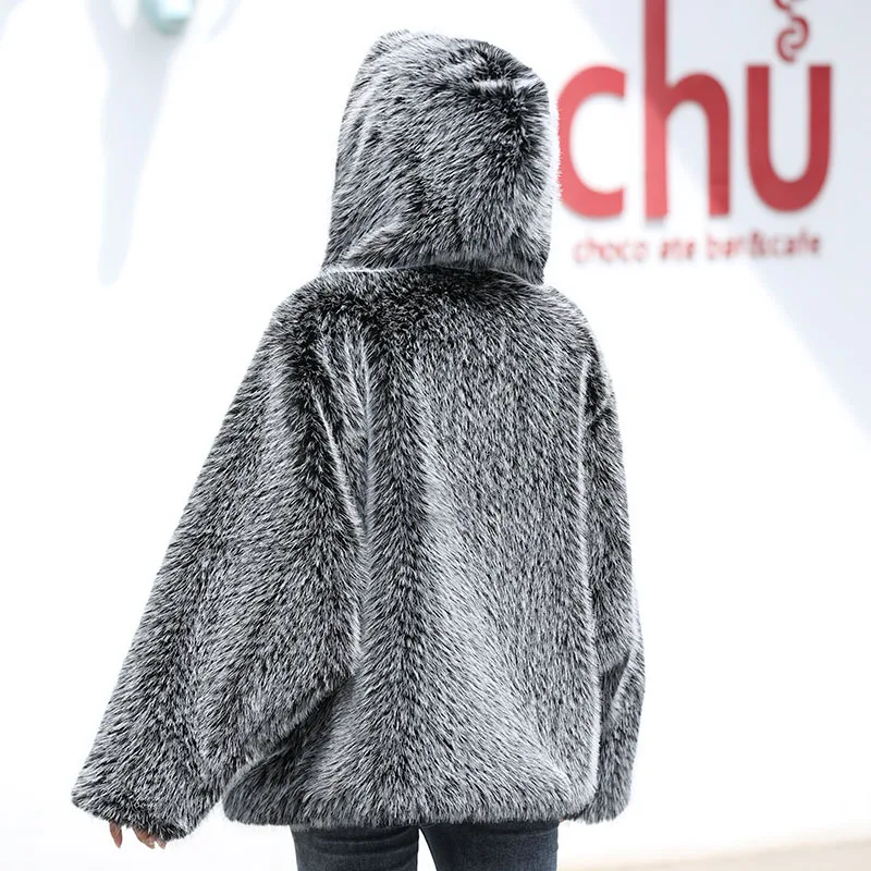 New Imitation Fox Fur Coat Women's Hooded Warm Fur Coat Winter Clothes Women 2022 Fashion Coats Faux Fur Coat Wholesale