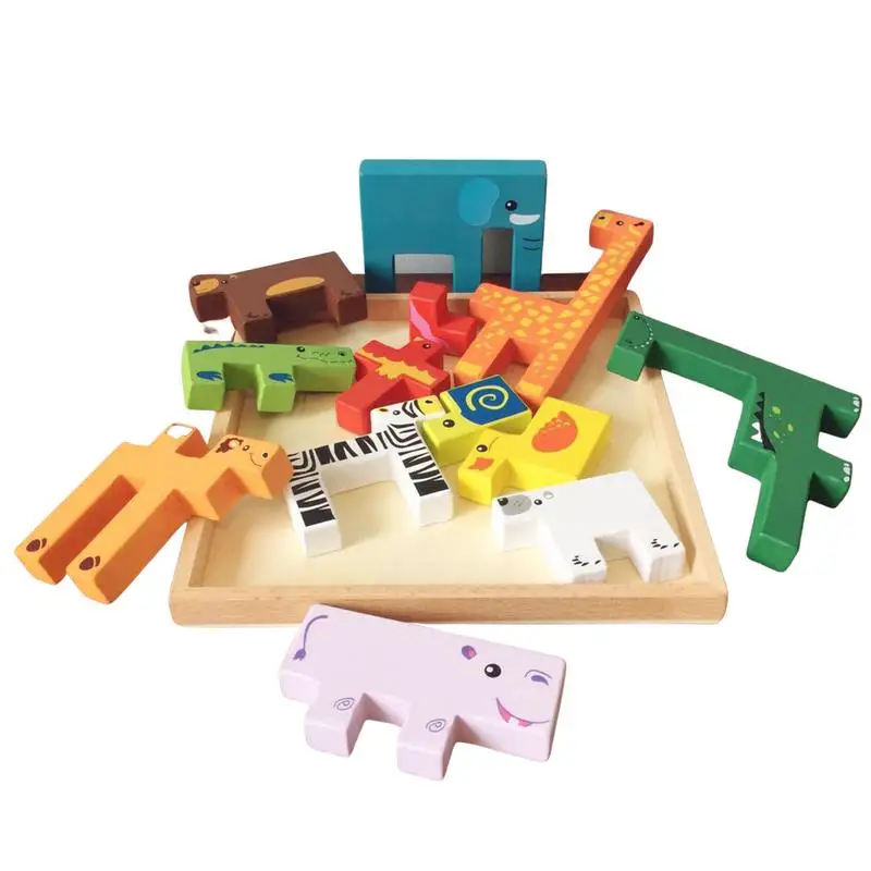 

Деревянные головоломки для детей в возрасте от 3 до 5 лет, головоломки с животными, обучающая игрушка для девочек, мальчиков и детей, искусственный подарок