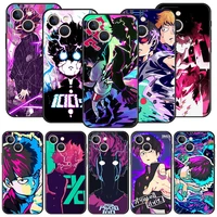 mob psycho 100 anime luxury phone case for iphone 13 mini 12 11 pro max xr x se xs 7 8 plus silicone black cover shell funda