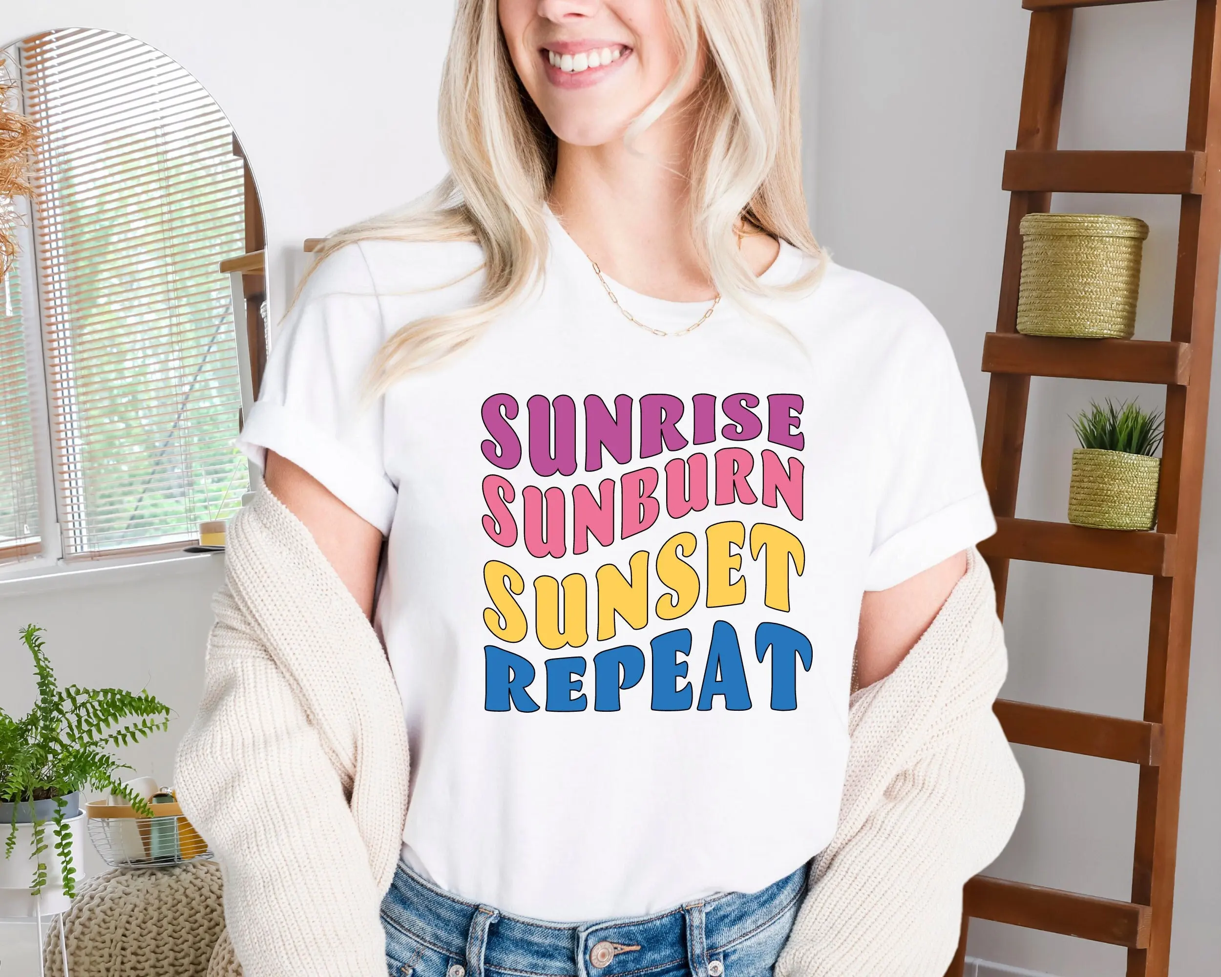 Футболка с восходом солнечных ожогов и закатом летняя футболка для пляжного