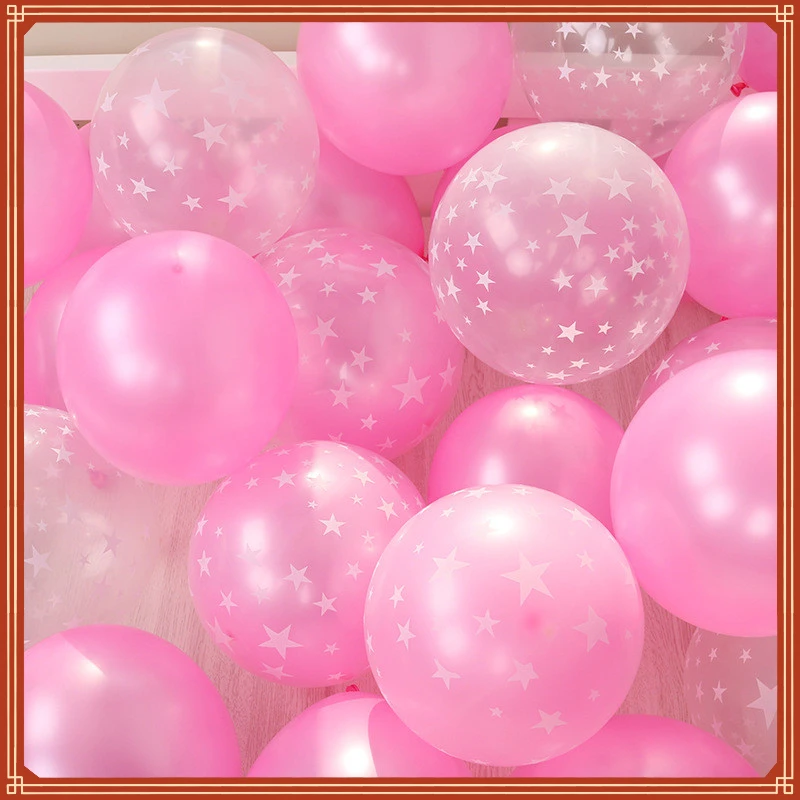 

12inch Transparent Star Pink Balloons Latex Balloons Set Wedding Decorations Baby Shower Birthday Party Helium Balloon