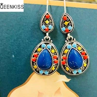 qeenkiss%c2%a0eg6358 jewelry%c2%a0wholesale%c2%a0fashion%c2%a0woman%c2%a0girl%c2%a0birthday%c2%a0wedding%c2%a0retro water drop turquoise antique silver drop earrings