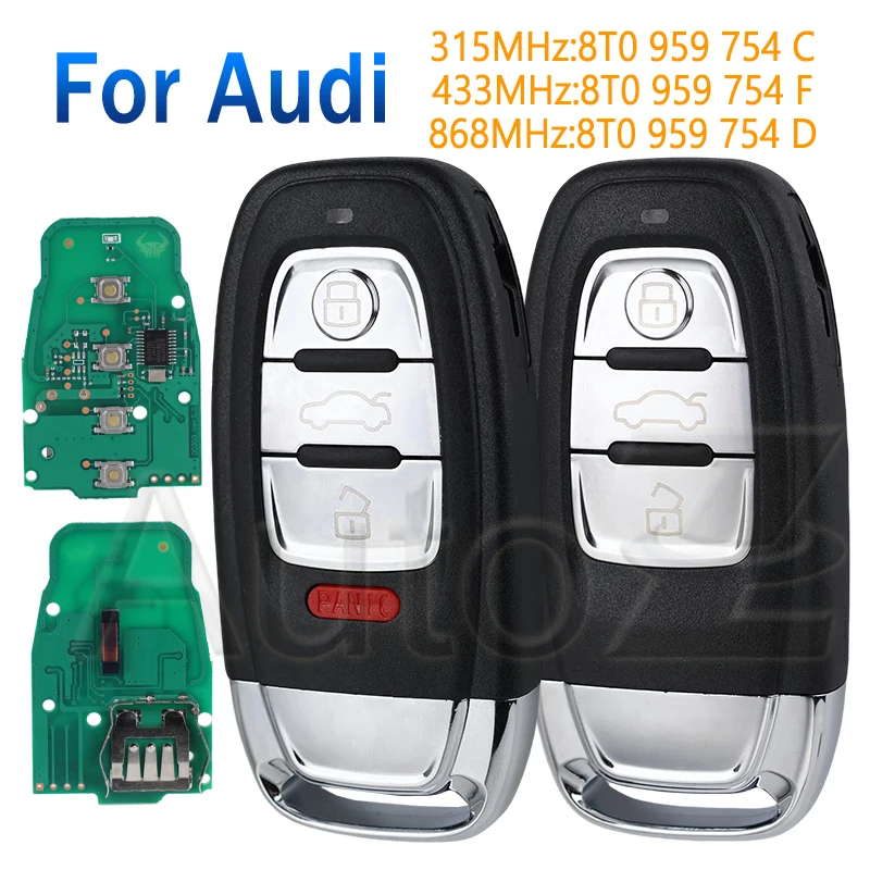 Автоматический смарт-ключ без ключа 315/433/868 МГц для Audi RS4 RS5 S4 S5 Q5 A4L A5 A6 A7 A8 8T0 959 754C/D/F