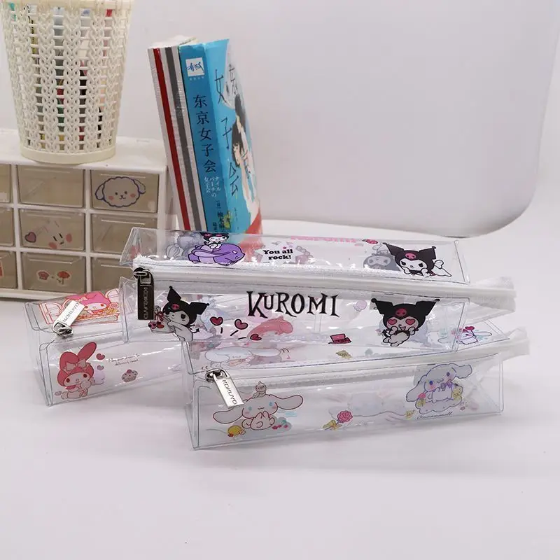 

Sanrio Transparent Cartoon Pencil Case Children's Square Waterproof Student Large Capacity Exam Special Stationery Bag