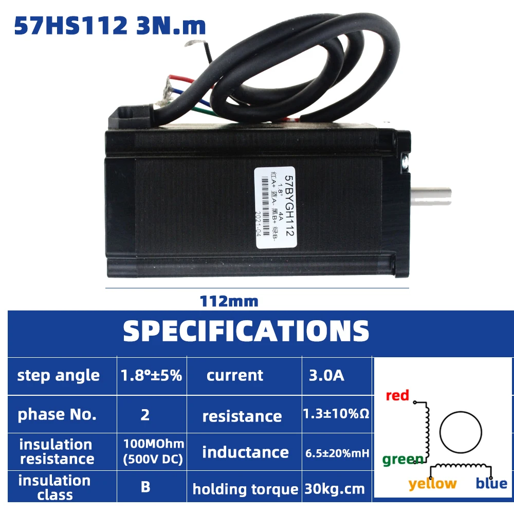 Шаговый двигатель 57x112 D = 8 мм NEMA23 4 провода 3 А нм шаговый NEMA 23 для
