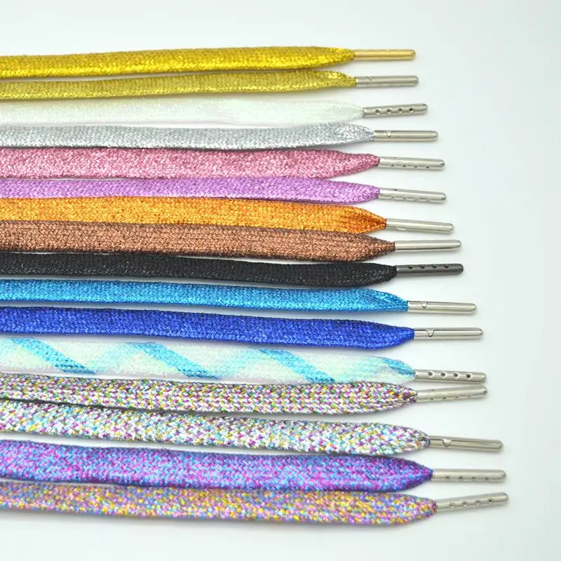 

Colorful Shoelaces Glitter White Shoelaces Of Sneakers Metallic Shiny Gold Shoelace Silver Flat Shoe Laces Sports Running Laces