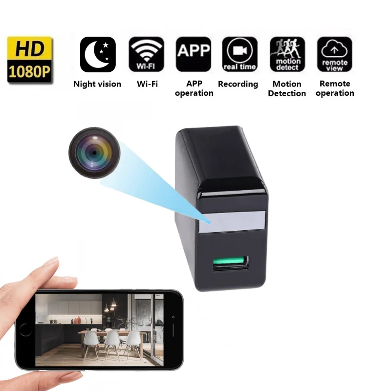 

1080P HD Mini Camera Night Vision USB Charger Camera Portable Motion Detection Surveillance Camera Home Security Mini Nanny Cam