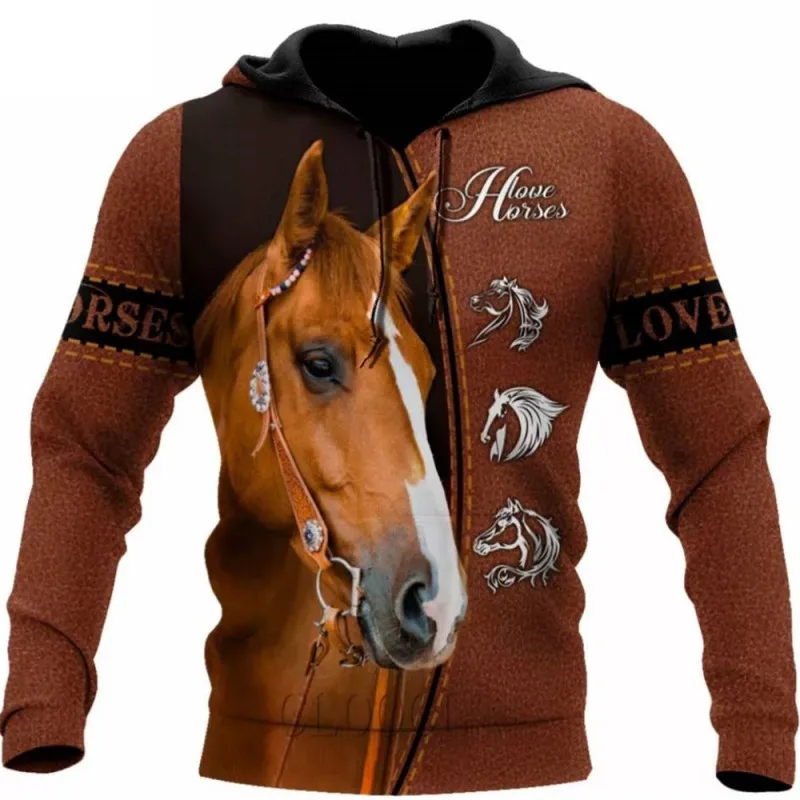 

Winter And Autumn Fashion 3D Printing Cute Animal Horse Men's/Women's Hoodie Street Personality Wild Loose Top