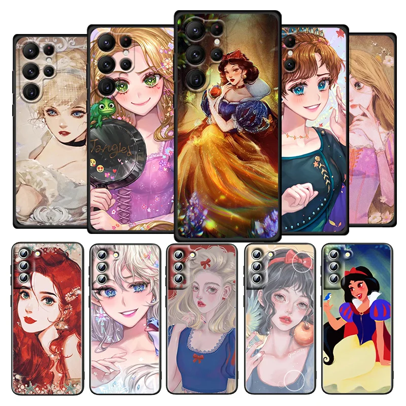 

Disney Princess Cute For Samsung Galaxy S22 S21 S20 Ultra Plus Pro S10 S9 S8 S7 4G 5G silicone Soft Black Phone Case