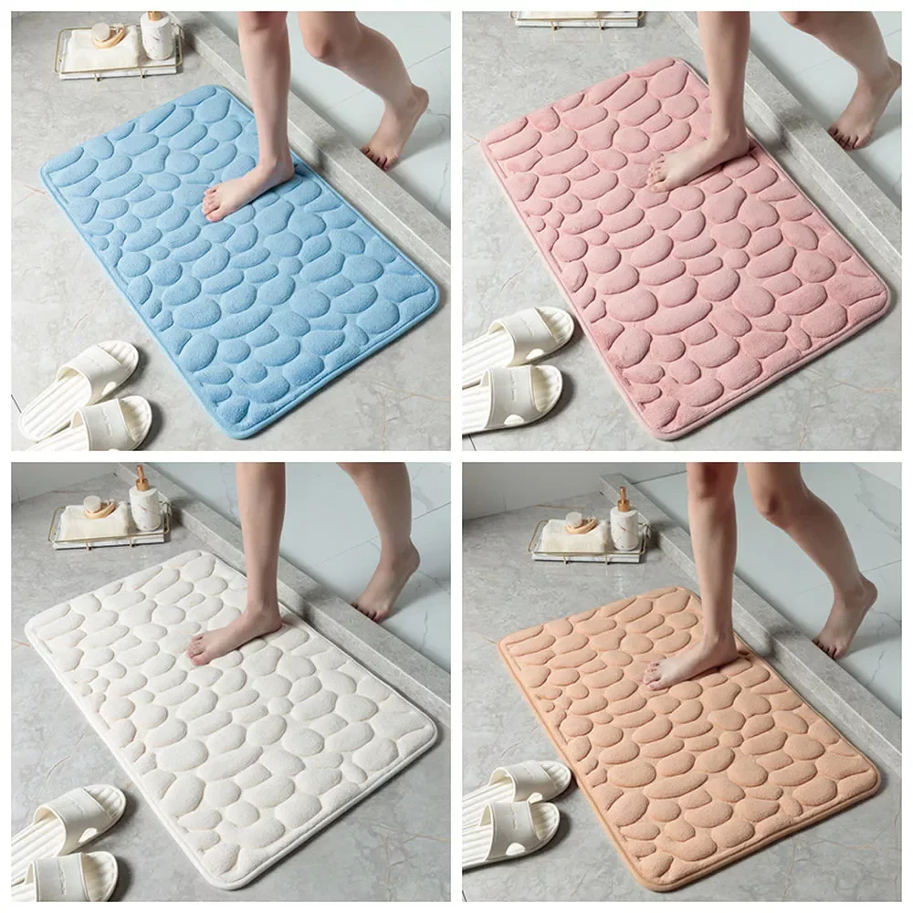 

Home Bathroom Mat Non-slip Pebble Carpets Absorbent Lavatory Bedroom Floor Toilet Memory Foam Washable Rug Bathroom Decor Mat.