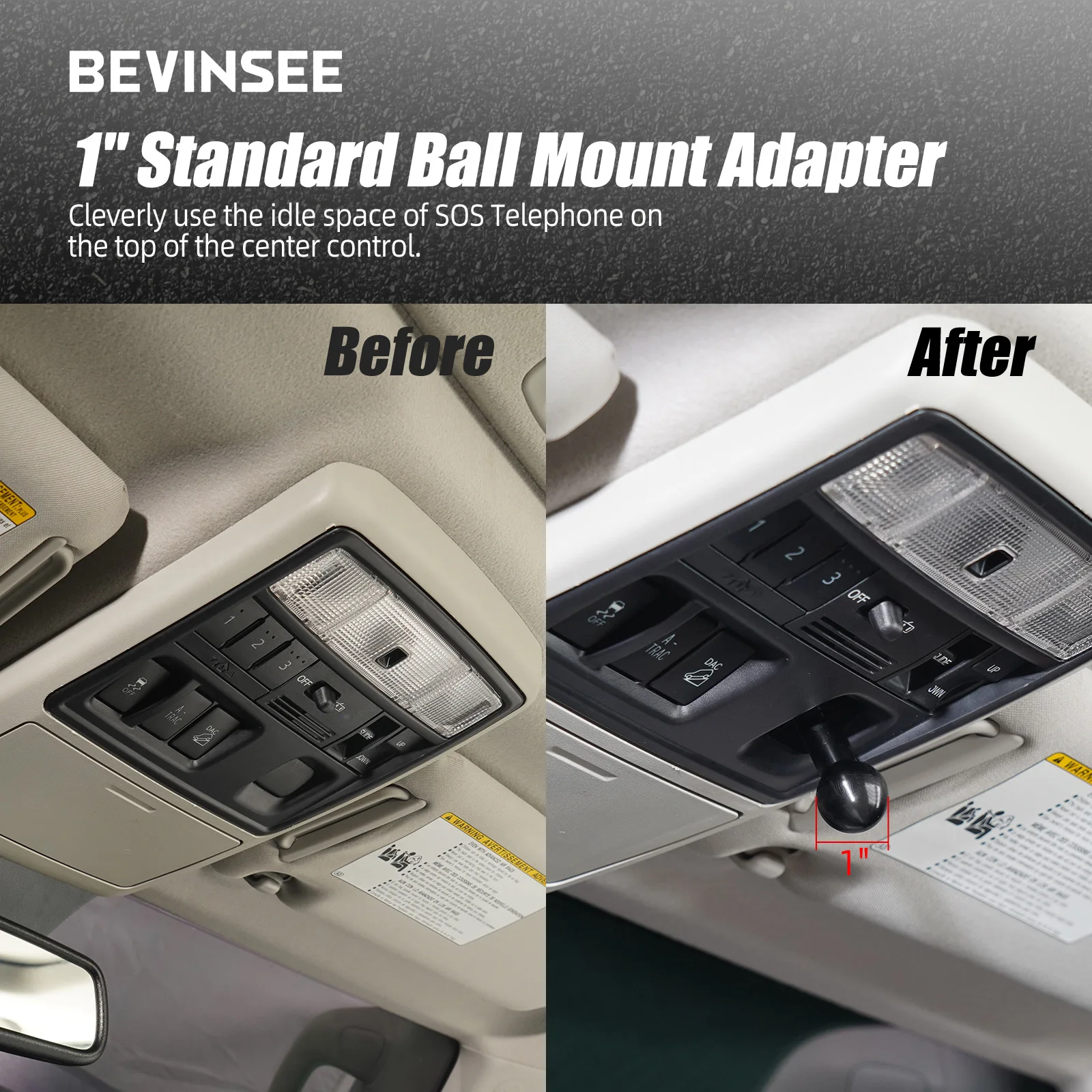 Фото Адаптер для шарового крепления верхней консоли BEVINSEE для Toyota 4Runner 2010-2024, замена 86750-35010 №3