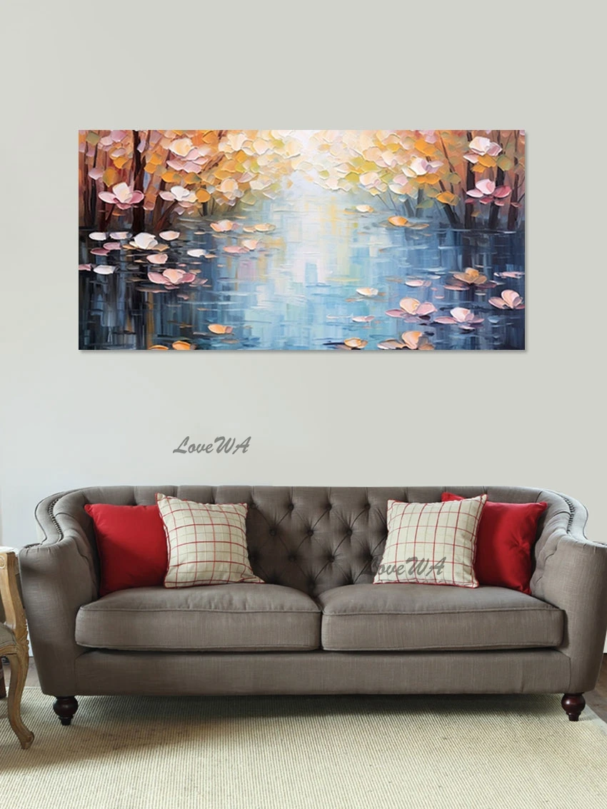 Абстрактные картины маслом для украшения стен спальни искусство ножа поддона