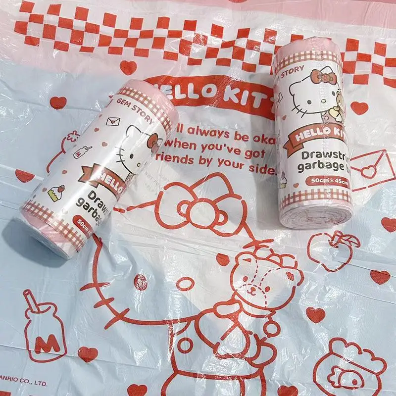 Kawaii Hello Kitty мешок для мусора на шнурке аниме милый пластиковый пакет с застежкой