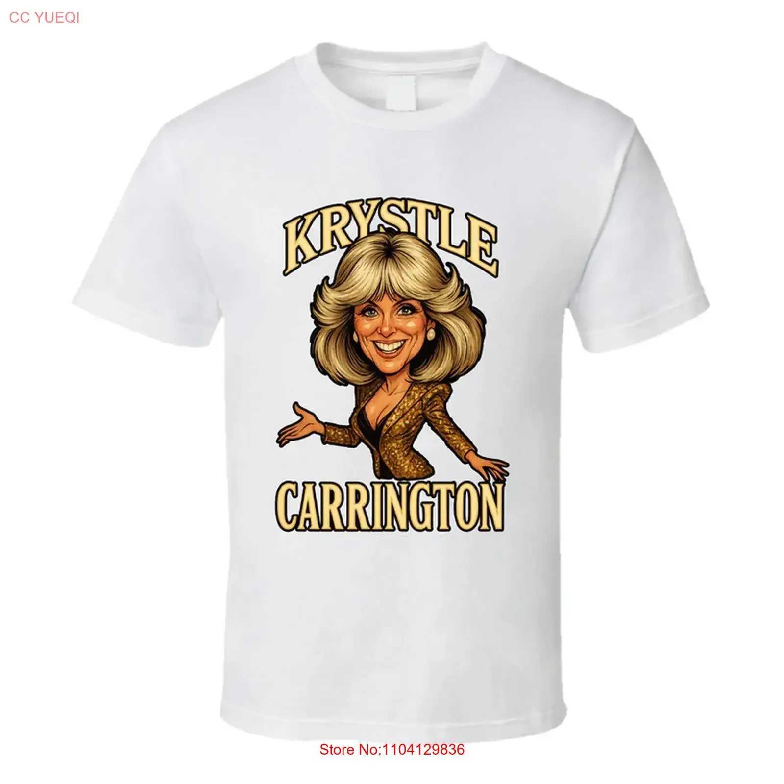 Фото Футболка с карикатурой персонажей сериала «Династия» от Krystle Carrington, винтажная, дизайнерская, с эффектом потертости, дышащая, для повседневной носки №1