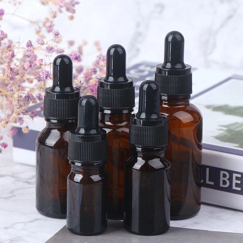 

5/10/15/20/30ml Empty Dropper Bottle Amber Essential Oil Glass Aromatherapy Liquid Brown Liquid Dropper Bottles Refillable New