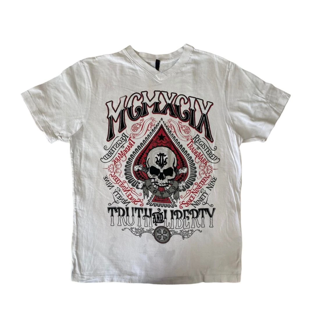 

Summer Short-sleeved Harajuku Gothic Skull Y2k Streetwear Aesthetic Fashion Print Pattern Casual Cotton T-shirt Vintage Clothes