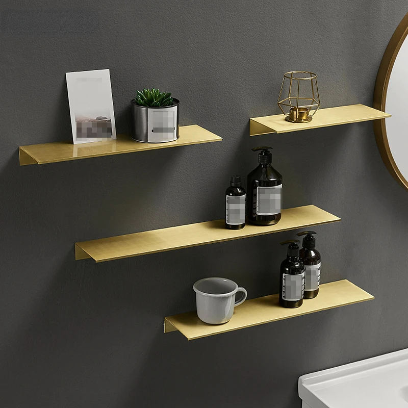

Bathroom Brushed Gold Aluminum Shelf Tray Toilet Wall Hanging Cosmetics Storage Rack Toilet Shower Room Shower Gel Rack