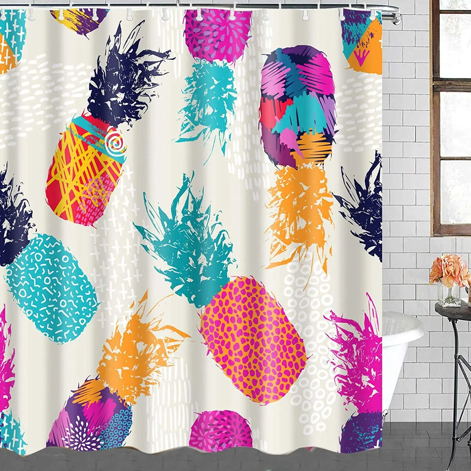 

Pineapple Shower Curtain, Fun Shower Curtain, Purple Cute Cloth Shower Curtain Bathroom Bathtubs Decor Accessories